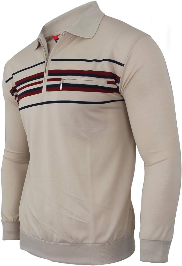 Soltice Herren Langarm Poloshirt, Kariert Kragen Polohemd mit Brusttasche, Blousonshirt aus Baumwoll