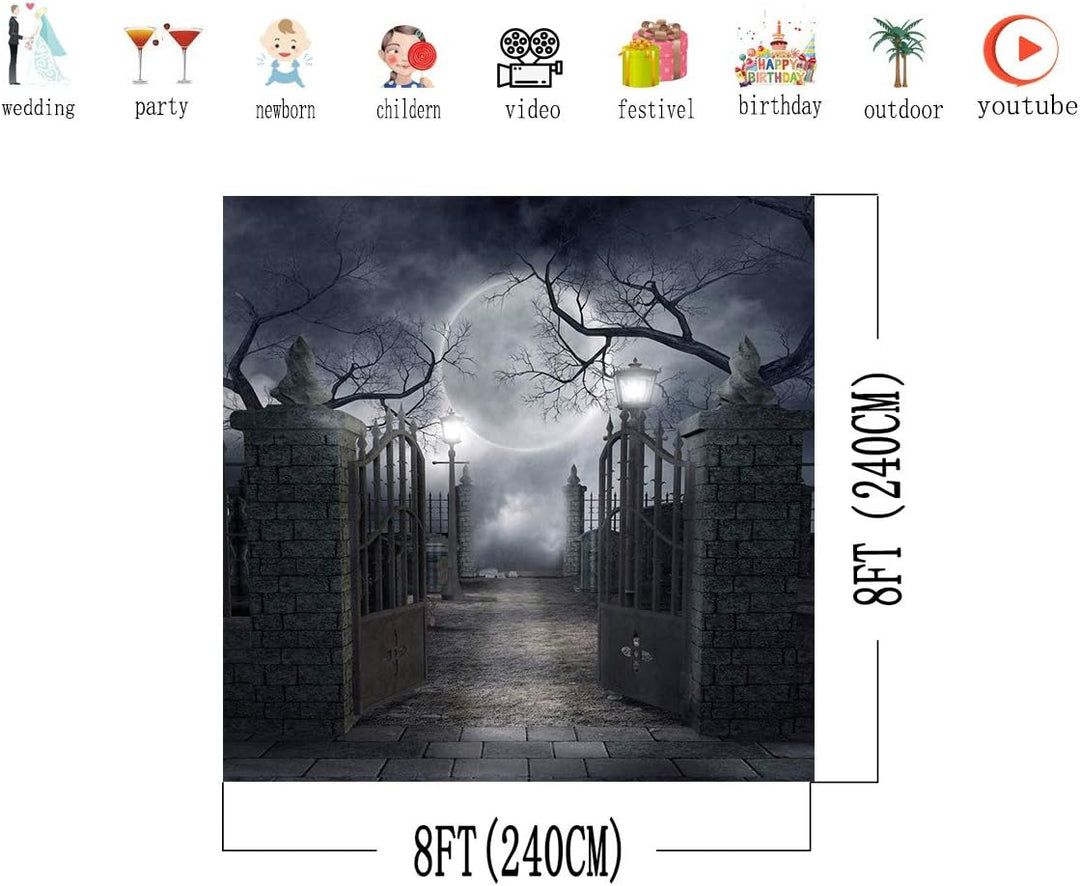 AIIKES 8x8FT Retro-Stil Halloween-Thema Malerei Vinyl Fotografie Hintergrund Schwarz Fotografie Hint