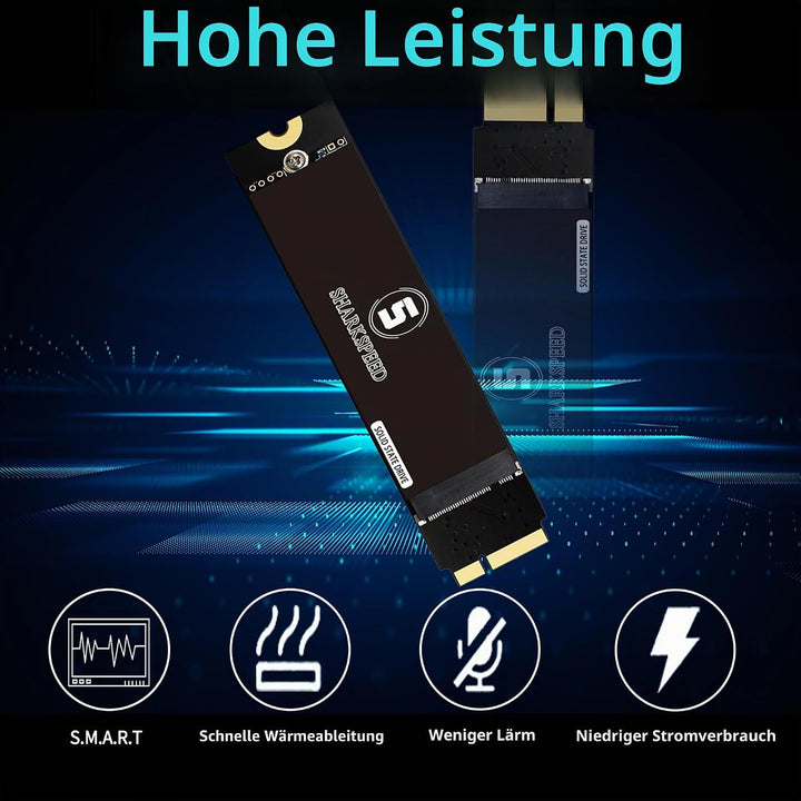 SHARKSPEED SSD 256GB Festplatte Intern Upgrade für MacBook Air 2012 A1465 A1466 EMC2558 EMC2559 (Mac