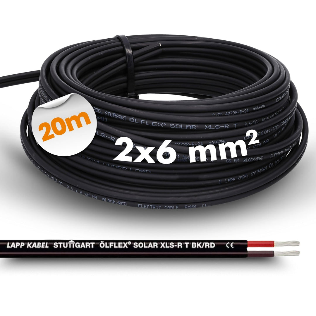 LappKabel Bund Lapp ÖLFLEX SOLAR XLS-R T BK/RD Solarkabel Zwillingsleitung 20m 2x6mm², 20m 2x6mm²