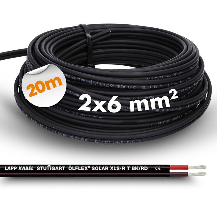 LappKabel Bund Lapp ÖLFLEX SOLAR XLS-R T BK/RD Solarkabel Zwillingsleitung 20m 2x6mm², 20m 2x6mm²