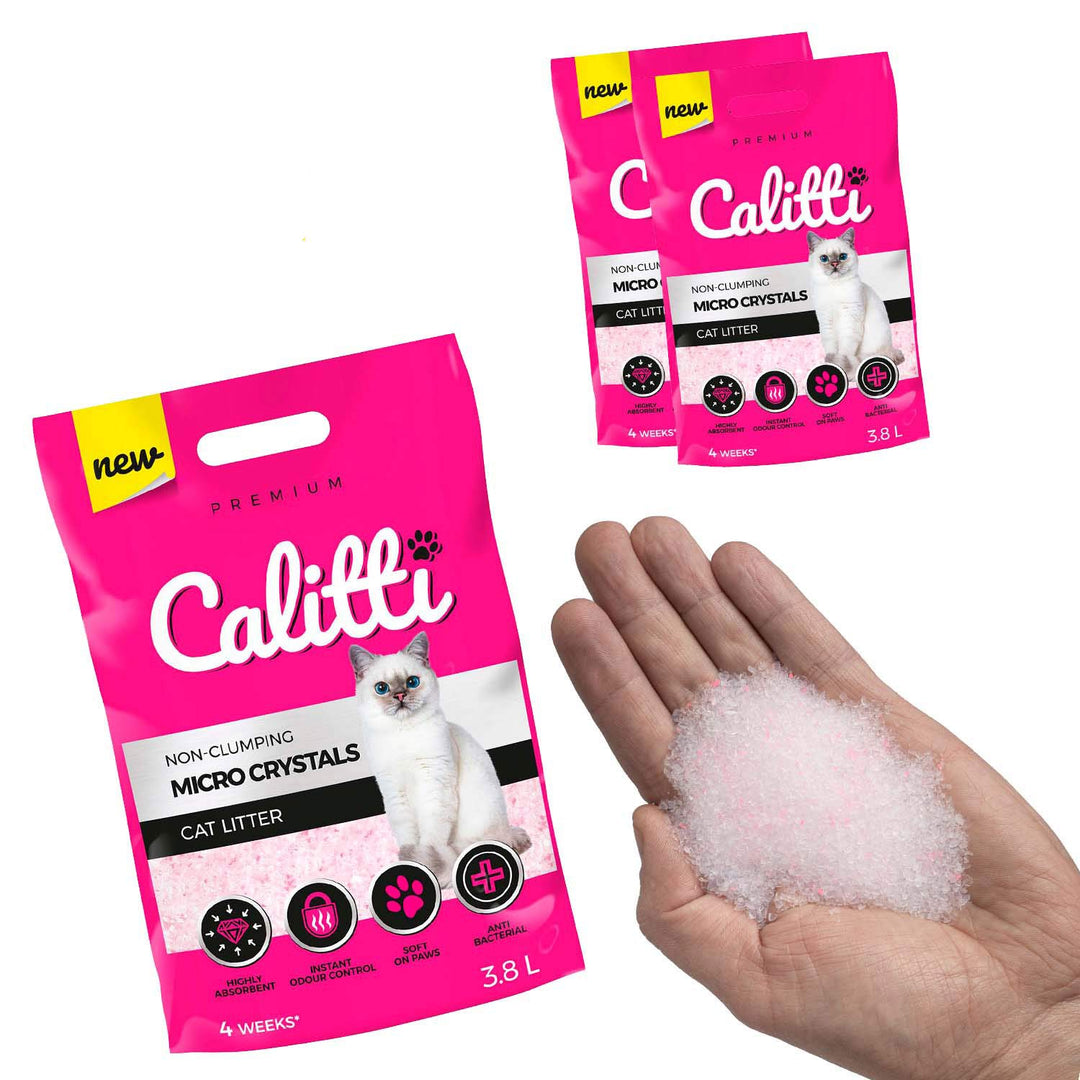 Calitti - Micro Silikat Katzenstreu | Premium Crystals Silikatstreu | Antibakteriell Katzensand | 2-