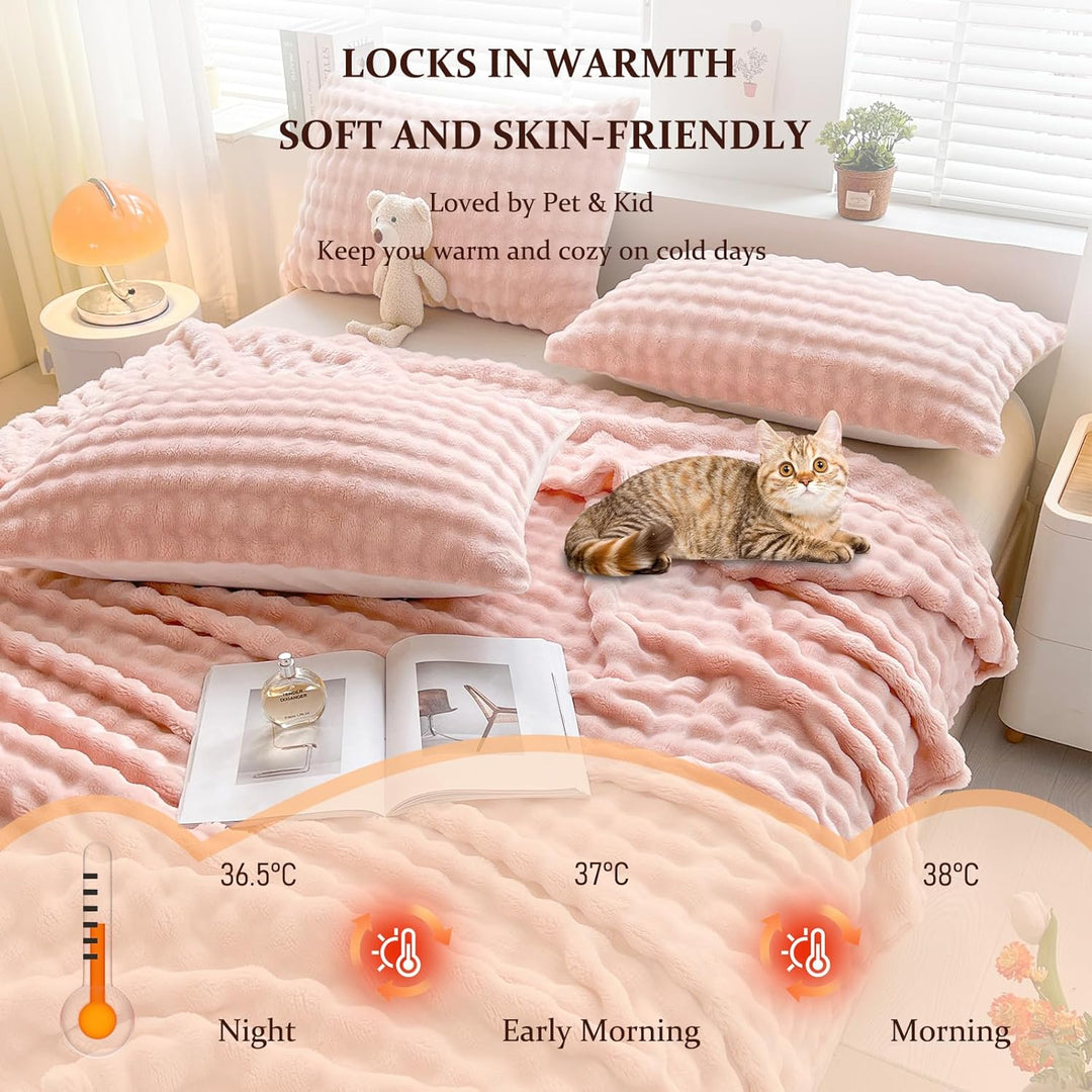 Kuscheldecke Milchsamt Blasen Decke Super Soft Wohndecke Dick 450 G/M² Flanell Decke Couchdecke Warm