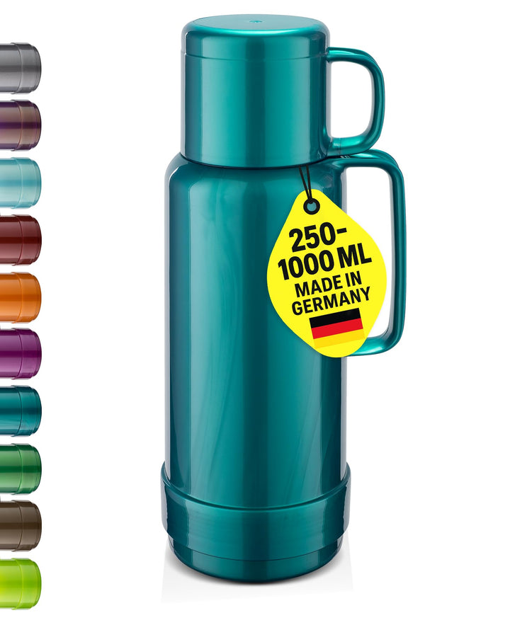 ROTPUNKT Isolierflasche 1 Liter mit integriertem Becher - Hochwertige Isolierkanne Made in Germany I