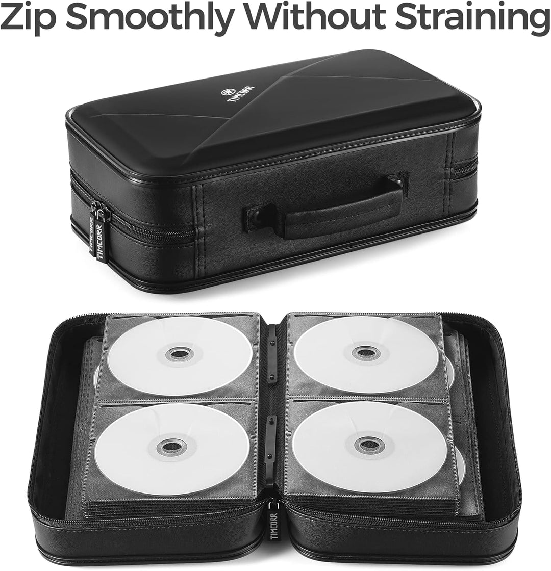 TIMCORR CD Tasche, CD Hülle DVD Halter Aufbewahrung: 144 DVD Hüllen Organizer tragbare Brieftaschen