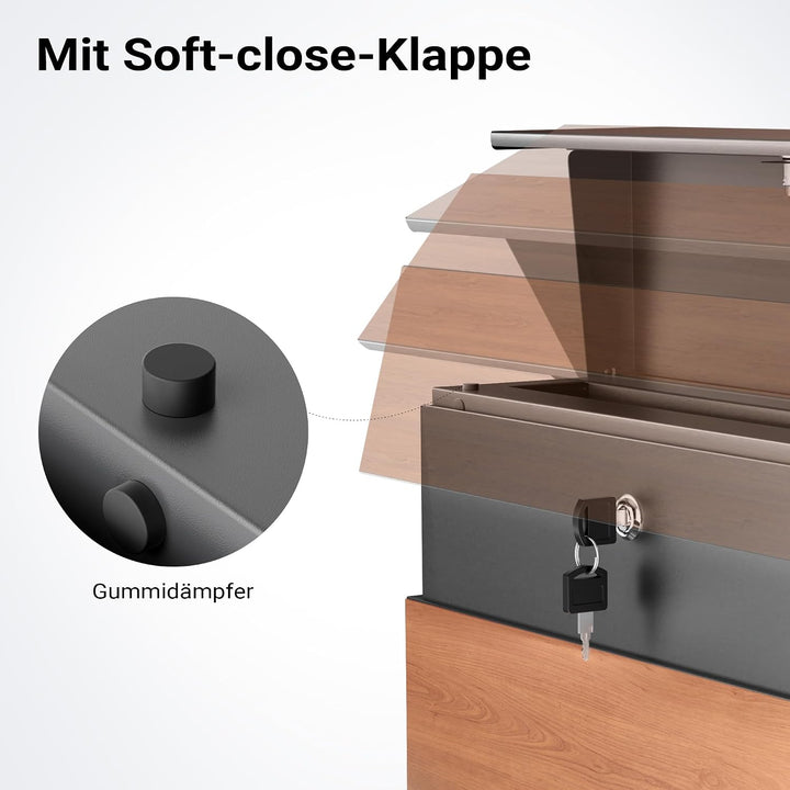 Wiltec Standbriefkasten mit Zeitungsrolle in Holzoptik 395 x 142 x 1150 mm aus Stahl, Briefkasten mi