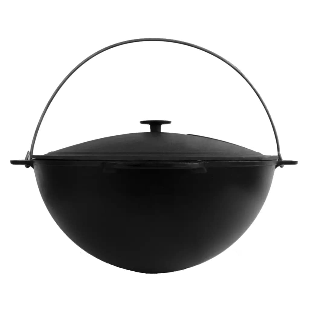 4BIG.fun Gusseisen Kazan 15 L Schwenktopf Kasan mit Deckel aus Gusseisen Wokpfanne Grill Cast Iron C