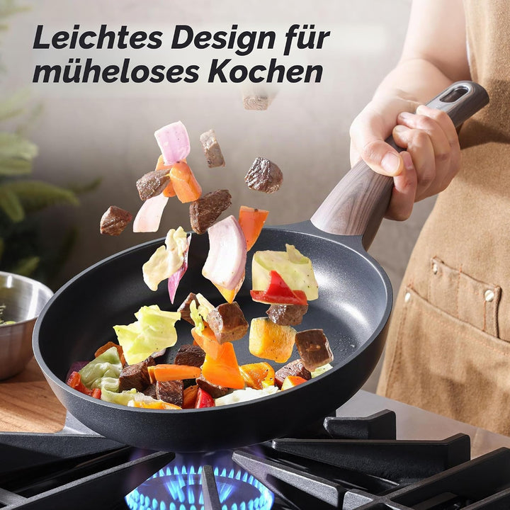 SENSARTE Antihaft Bratpfanne mit Deckel 24cm Antihaft-Eierpfanne Omelettpfanne, Gesunde Küche Kochen