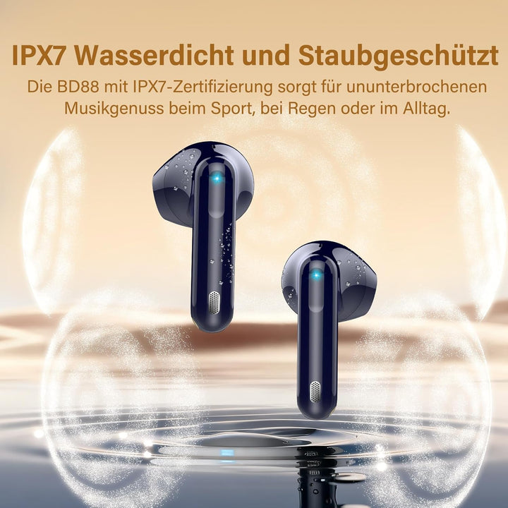 Bluetooth Kopfhörer, Kopfhörer Kabellos Bluetooth 5.4, Hi-Fi Sound in-Ear-Kopfhörer mit ENC Noise Ca