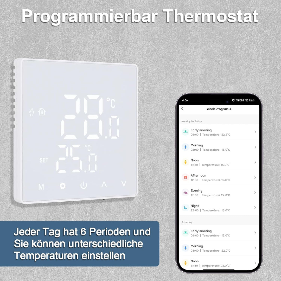 CNBINGO Thermostat Fussbodenheizung WLAN Smart Thermostat Heizung Digital Raumthermostat Fussbodenhe