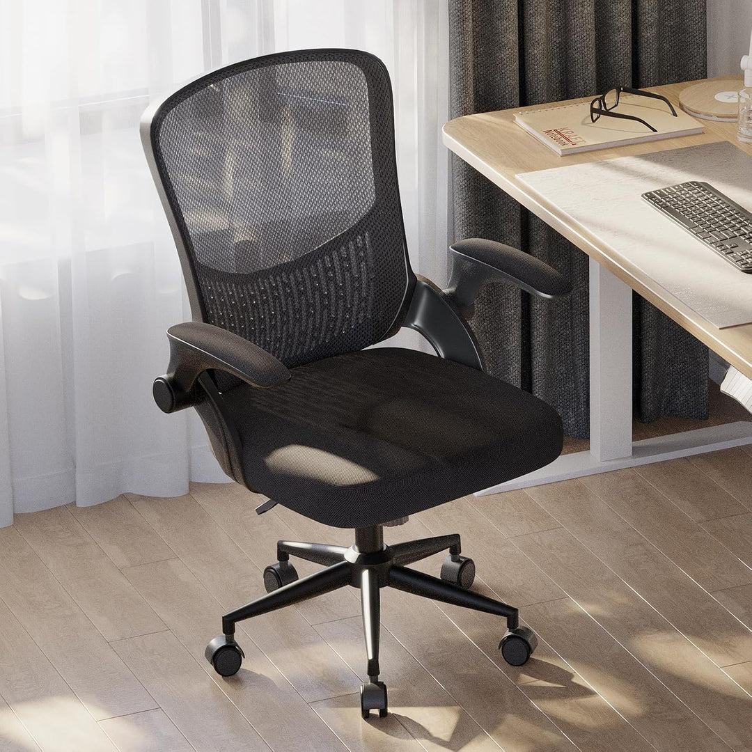 naspaluro Ergonomischer Bürostuhl, Schreibtischstuhl mit 90° Klappbaren Armlehnen, Einzigartige Lend