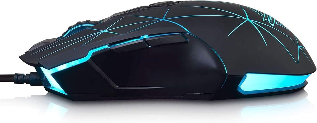 LexonElec Kabelgebundene RGB Gaming Maus, 7 Tasten mit 2500 DPI, ergonomische LED-beleuchtete USB-Ga