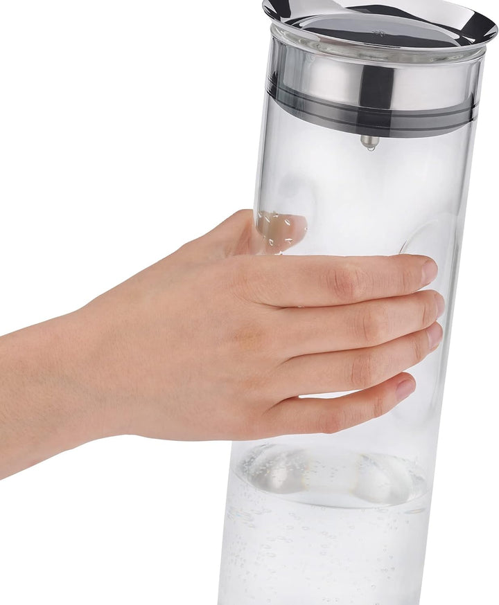 WMF Motion Wasserkaraffe 1,25l, Höhe 29 cm, Glas-Karaffe, Silikondeckel, CloseUp-Verschluss, Griffmu