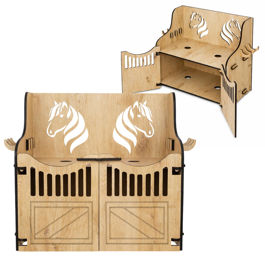 Hobby Horse Stall Wandhalterung – Halterung für 2 Steckenpferde | Hobby Horsing Pferdestall mit Türe