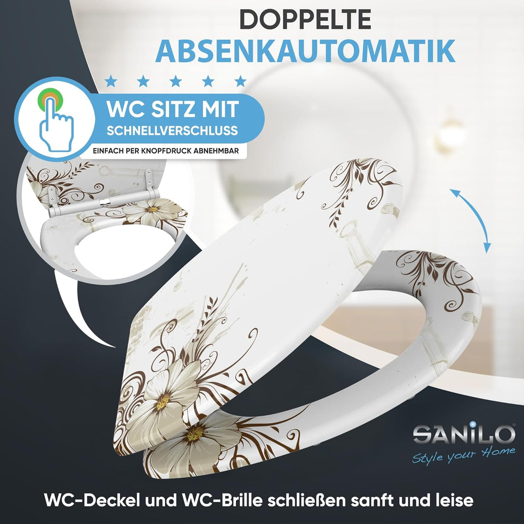 Sanilo WC-Sitz mit Absenkautomatik I Hochwertiger Toilettensitz aus Holz I Toilettendeckel in versch