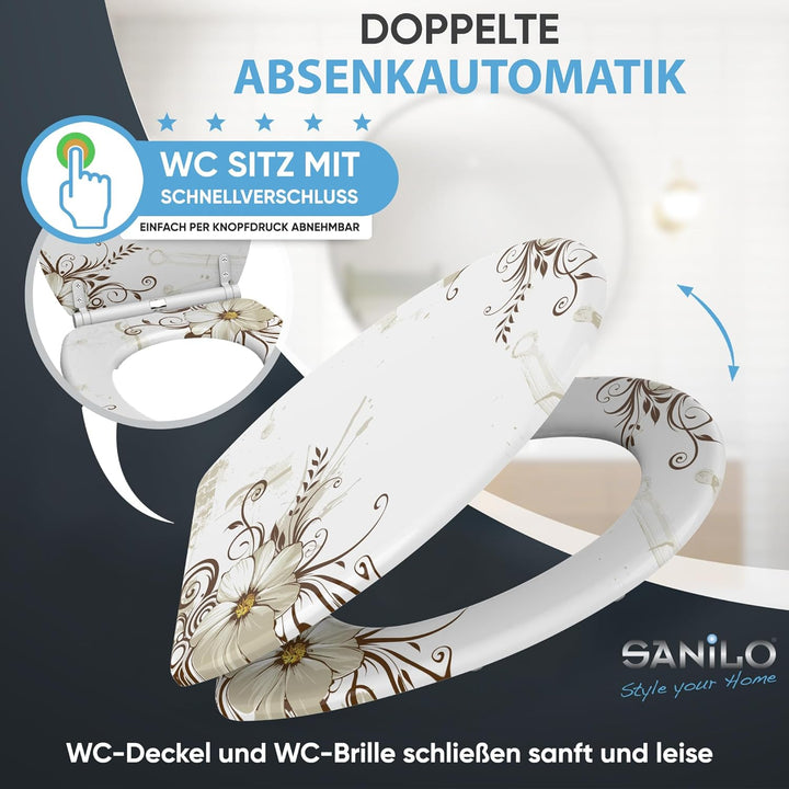 Sanilo WC-Sitz mit Absenkautomatik I Hochwertiger Toilettensitz aus Holz I Toilettendeckel in versch