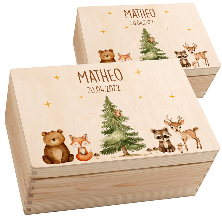 KIDSMOOD - Erinnerungsbox Baby, personalisierte Holzkiste mit Deckel, Ideal zur Aufbewahrung von Eri