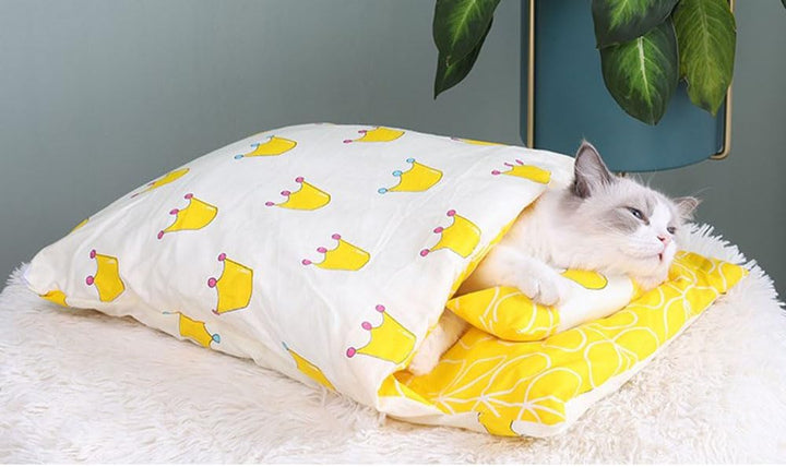 Orthopädischer Katzenschlafsack, Katzenschlafsack Warm, Katzen Schlafsack, Gemütliche Beruhigende Ka