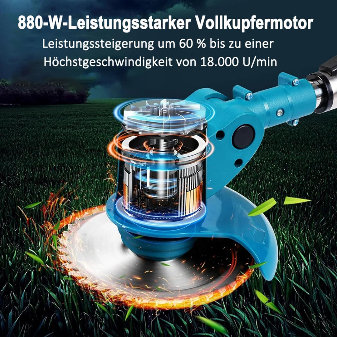 Akku Rasentrimmer für Makita 18V Akkus,4-in-1 Elektrischer Freischneider &amp; Motorsense mit 2X 2.0Ah B