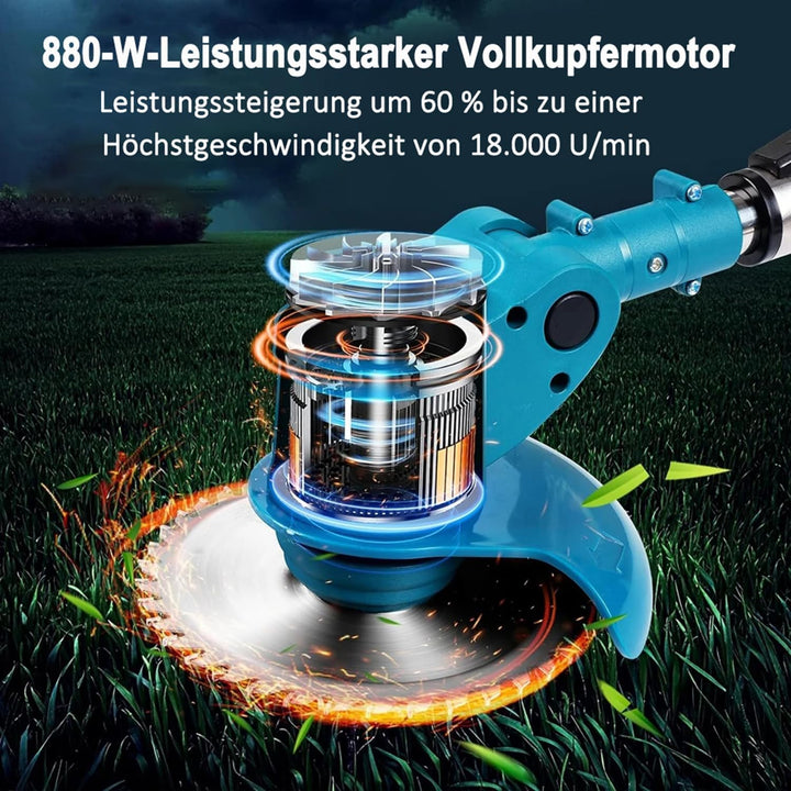 Akku Rasentrimmer für Makita 18V Akkus,4-in-1 Elektrischer Freischneider &amp; Motorsense mit 2X 2.0Ah B