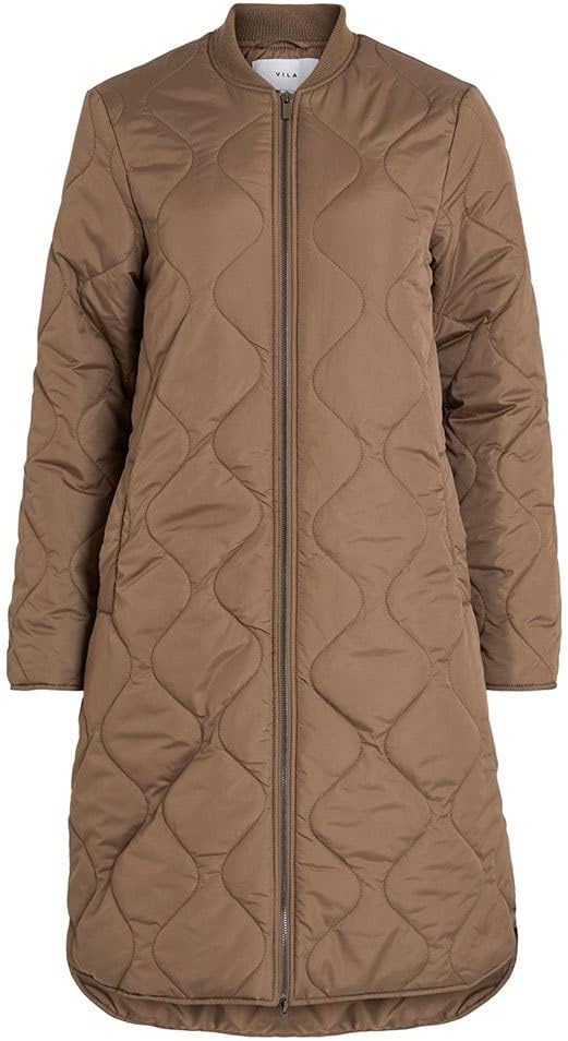 Vila Damen Vimanon Quilted Jacket - Noos Mantel 36 Walnut, 36 Walnut