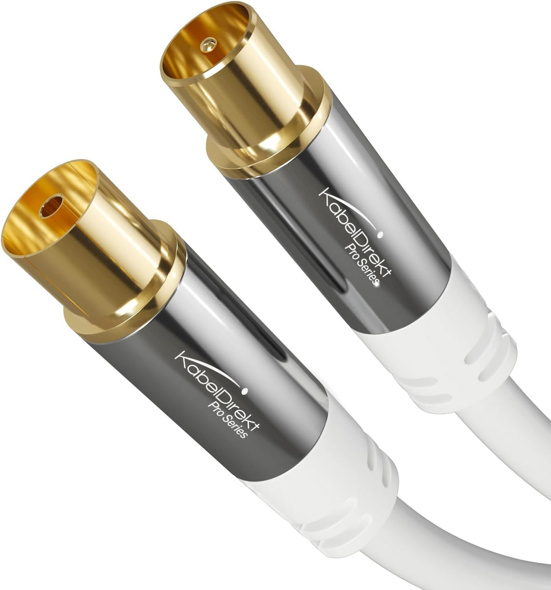 KabelDirekt – 4K Antennenkabel, Koaxialkabel, TV Kabel weiss – 10 m – Fernsehkabel mit bruchfestem M