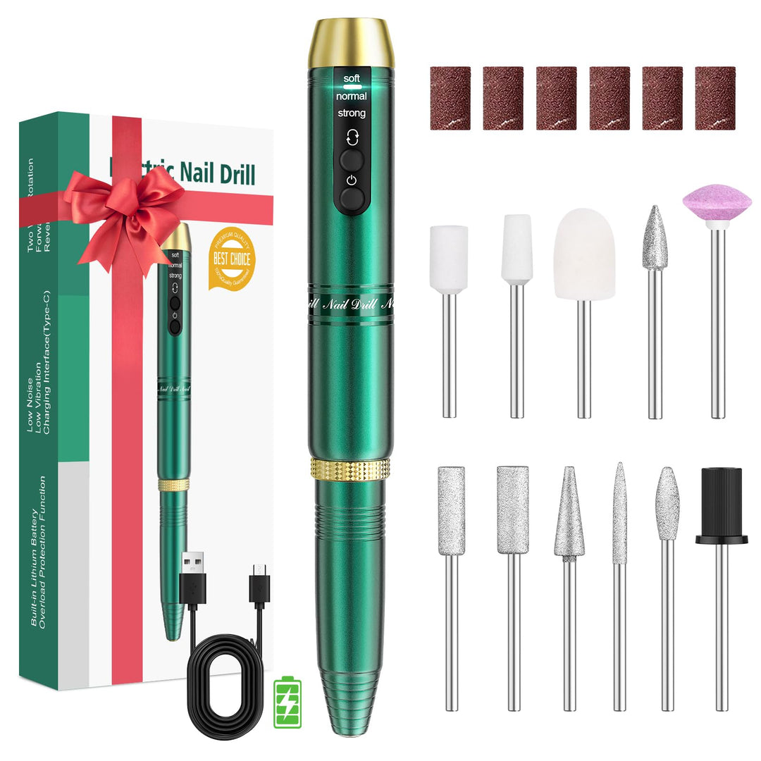 Nagelfräser Kabellos, Fräser für Gelnägel, Elektrische Nagelfeile Tragbar Nail Drill, 11 in 1 Manikü