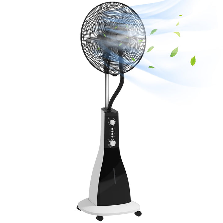 HOMCOM Standventilator mit Wasser, Ventilator mit Nebelfunktion, 3 Modi, Oszillierend 90W Standventi