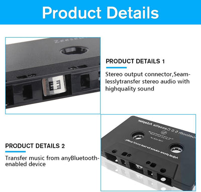 Editbar Bluetooth 5.0 Audio Kassetten, Aux Bluetooth Adapter Auto, Kassette Bluetooth Adapter Auto,