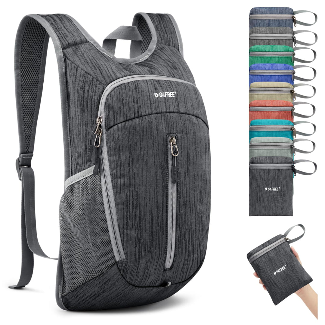 G4Free Wanderrucksack, 10 l, klein, für Reisen, Wandern, Tagesrucksack, leicht, verstaubar Schwarz 1