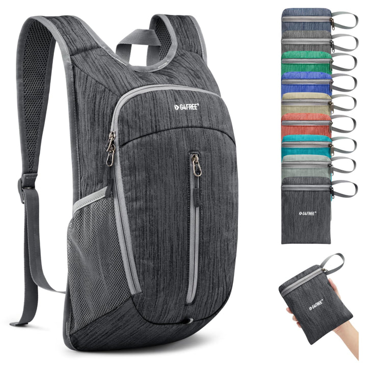 G4Free Wanderrucksack, 10 l, klein, für Reisen, Wandern, Tagesrucksack, leicht, verstaubar Schwarz 1