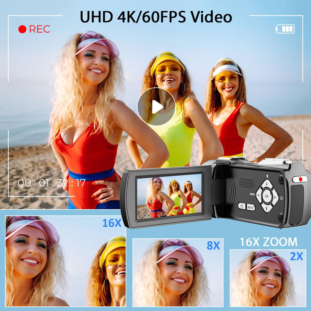 Vmotal 4K Videokamera, 48MP Foto/4K 60FPS Videorecorder, digitaler Camcorder für Vlogging auf YouTub