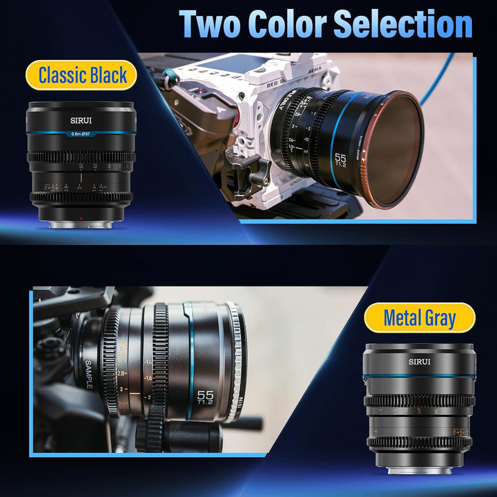 SIRUI Night Walker T1.2 S35 Cine Objektiv-Set, 24 mm, 35 mm, 55 mm, grosse Blende, manueller Fokus (