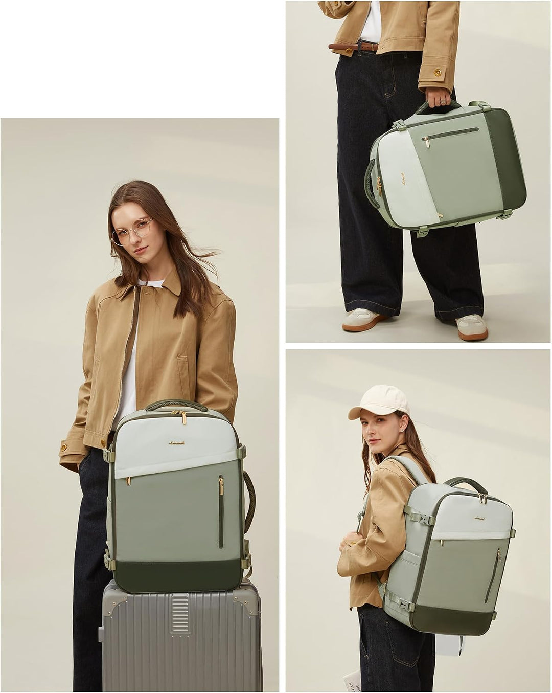 LOVEVOOK Handgepäck Rucksack 40L, 17.3 Zoll Gross Reiserucksack für Damen | Erweiterbares Design, Ru