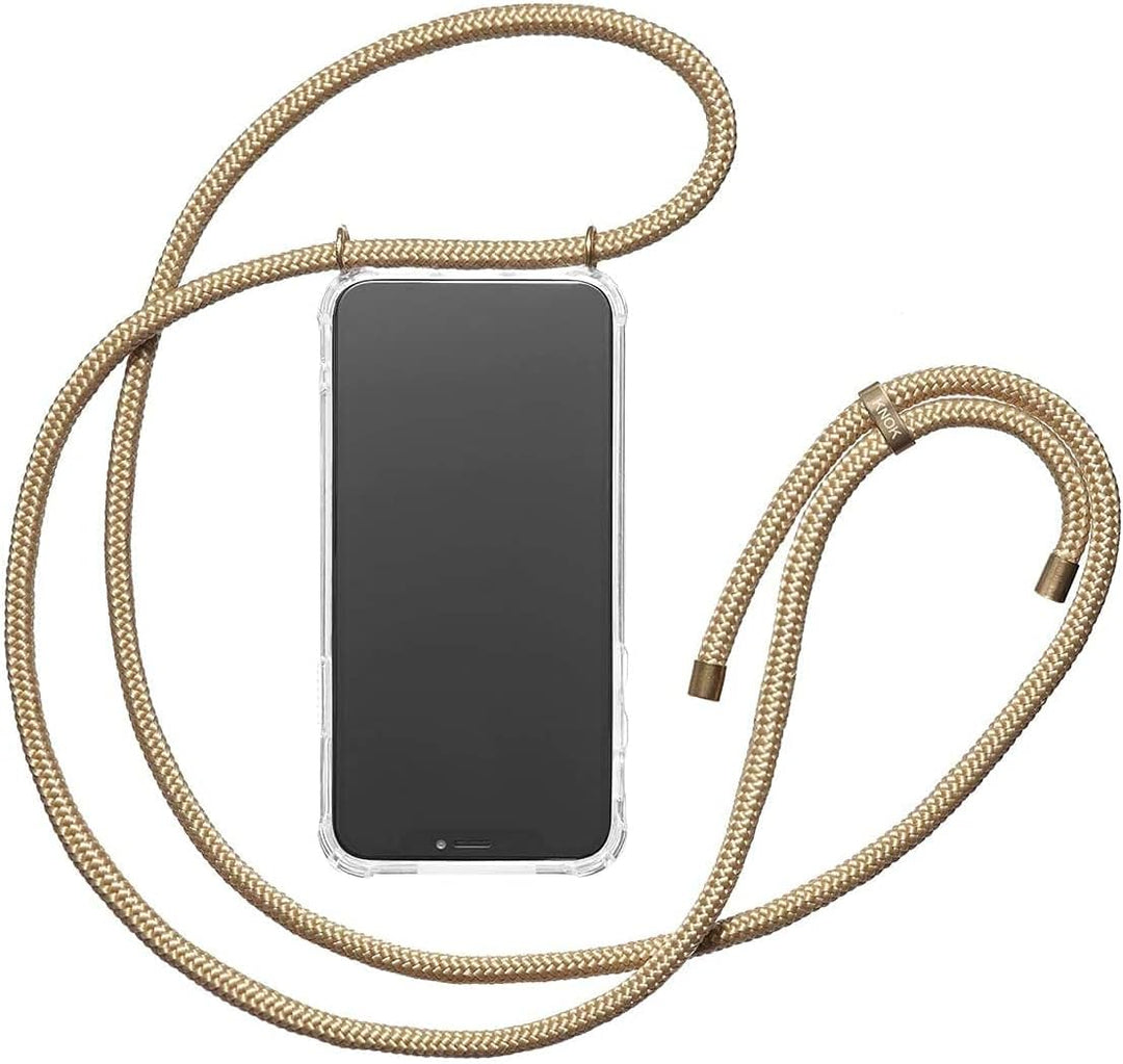 KNOK Premium Handykette für Apple iPhone 13, Gold, transparent, stossfest | Silikonhülle mit fest ve