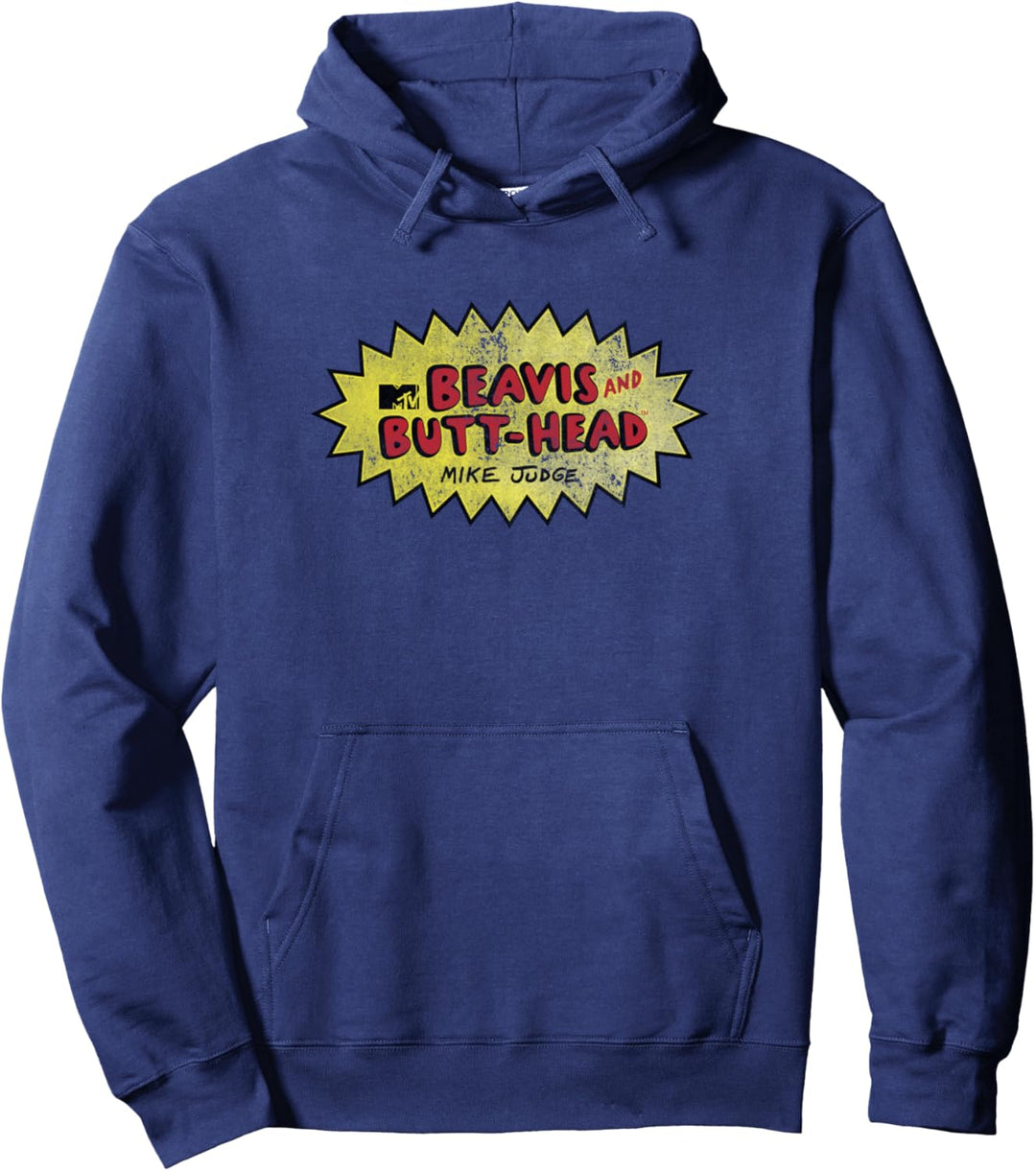 Beavis and Butt-Head Distressed Faded Logo Pullover Hoodie