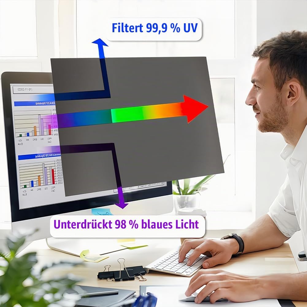 24 Zoll Bildschirm Blickschutzfilter, Verbesserter Displayschutzfolie Abnehmbare HD Datenschutzfolie