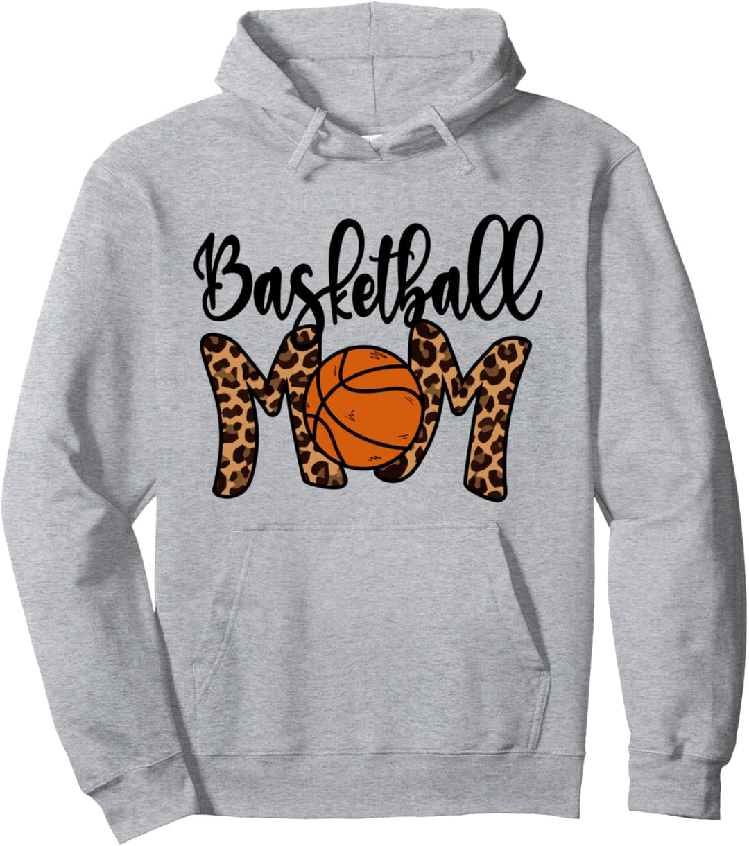 Basketball Mom Leopard Basketball Mama, Mothers Day Mom Pullover Hoodie