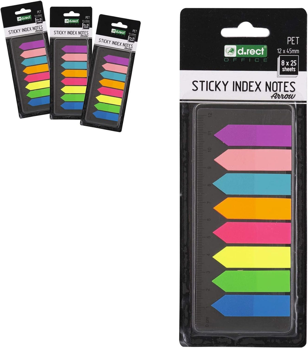 D.RECT 110505 Haftstreifen Pagemarker Index Haftmarker Film Textstreifen PET-Folie 12x45mm 8x25 Stüc