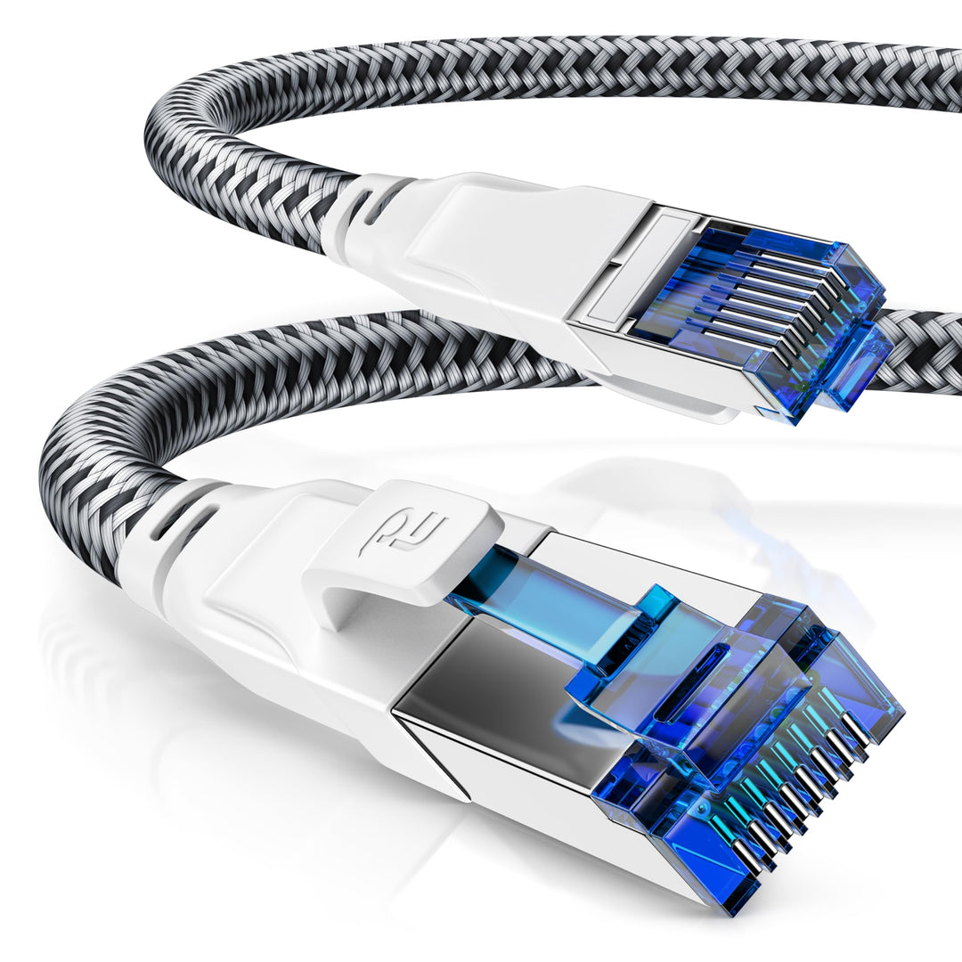 CSL - 20m Netzwerkkabel CAT 8 - LAN Kabel Patchkabel - Baumwollmantel - CAT8.1 High Speed Gigabit Et