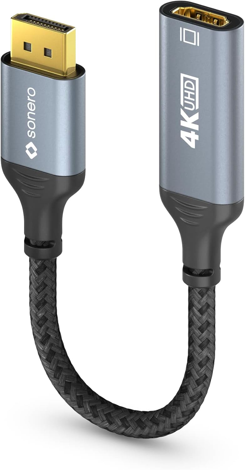 Sonero® 4K DisplayPort 1.2 auf HDMI 2.0 Adapter, DisplayPort Stecker auf HDMI Buchse, 4K 60Hz, 2K 12