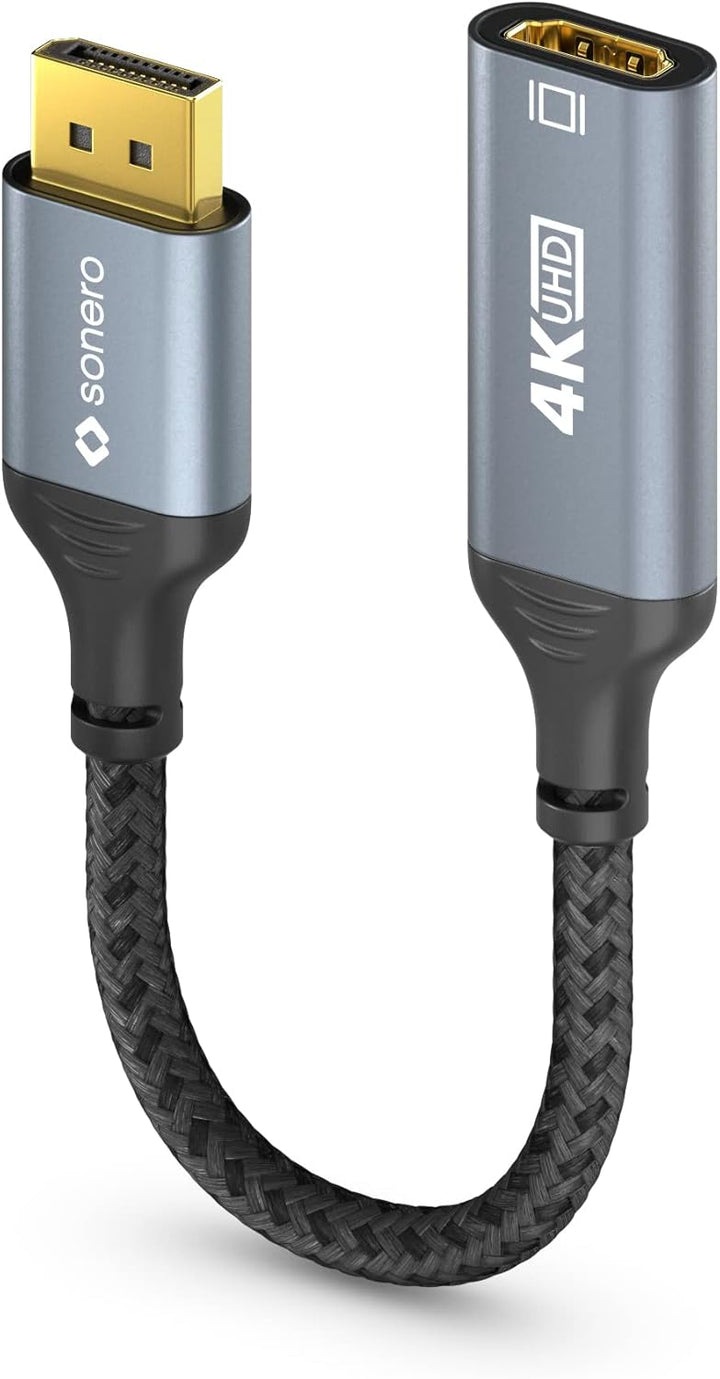 Sonero® 4K DisplayPort 1.2 auf HDMI 2.0 Adapter, DisplayPort Stecker auf HDMI Buchse, 4K 60Hz, 2K 12