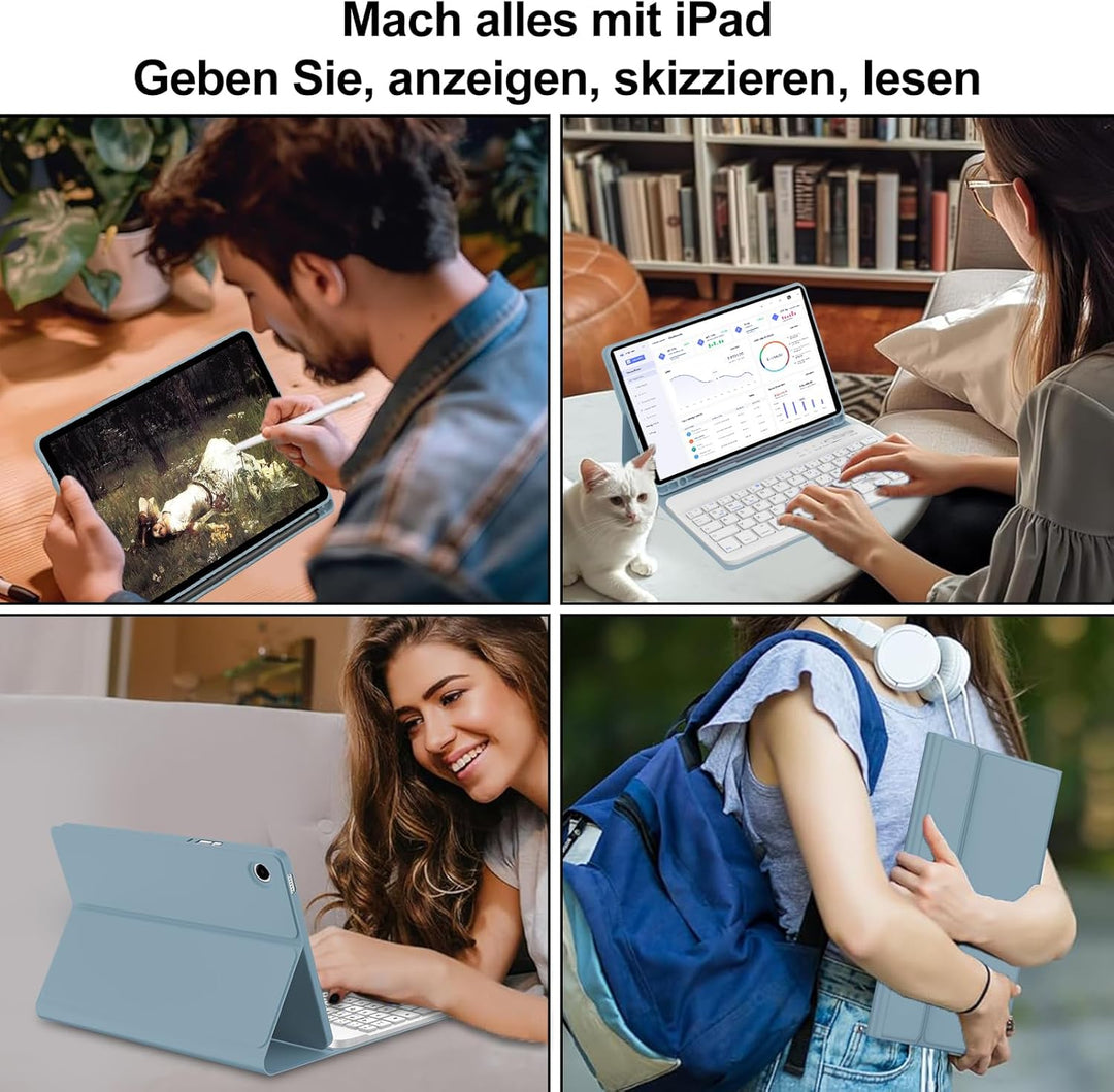 Tastatur für Samsung Galaxy Tab A11 8.7 Zoll 2025/A9 2023, Hülle mit Tastatur für Samsung Tab A11 Ma