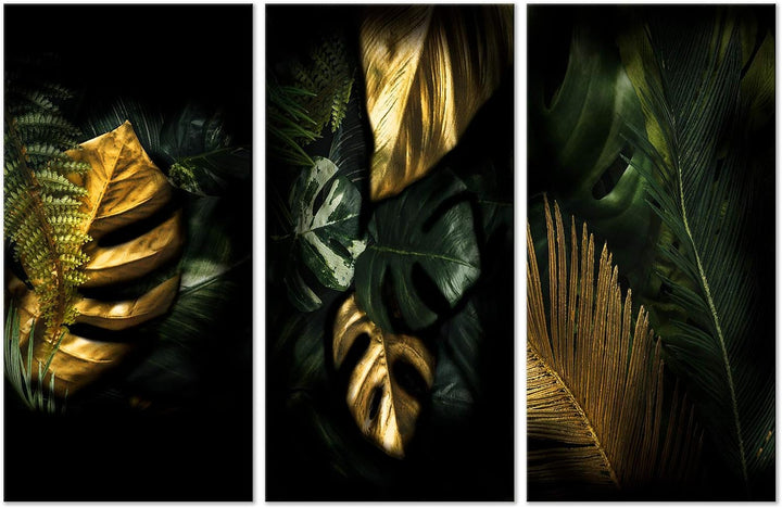 murando - Bilder tropische Blätter 135x90 cm Vlies Leinwandbild 3 Teilig Kunstdruck modern Wandbilde