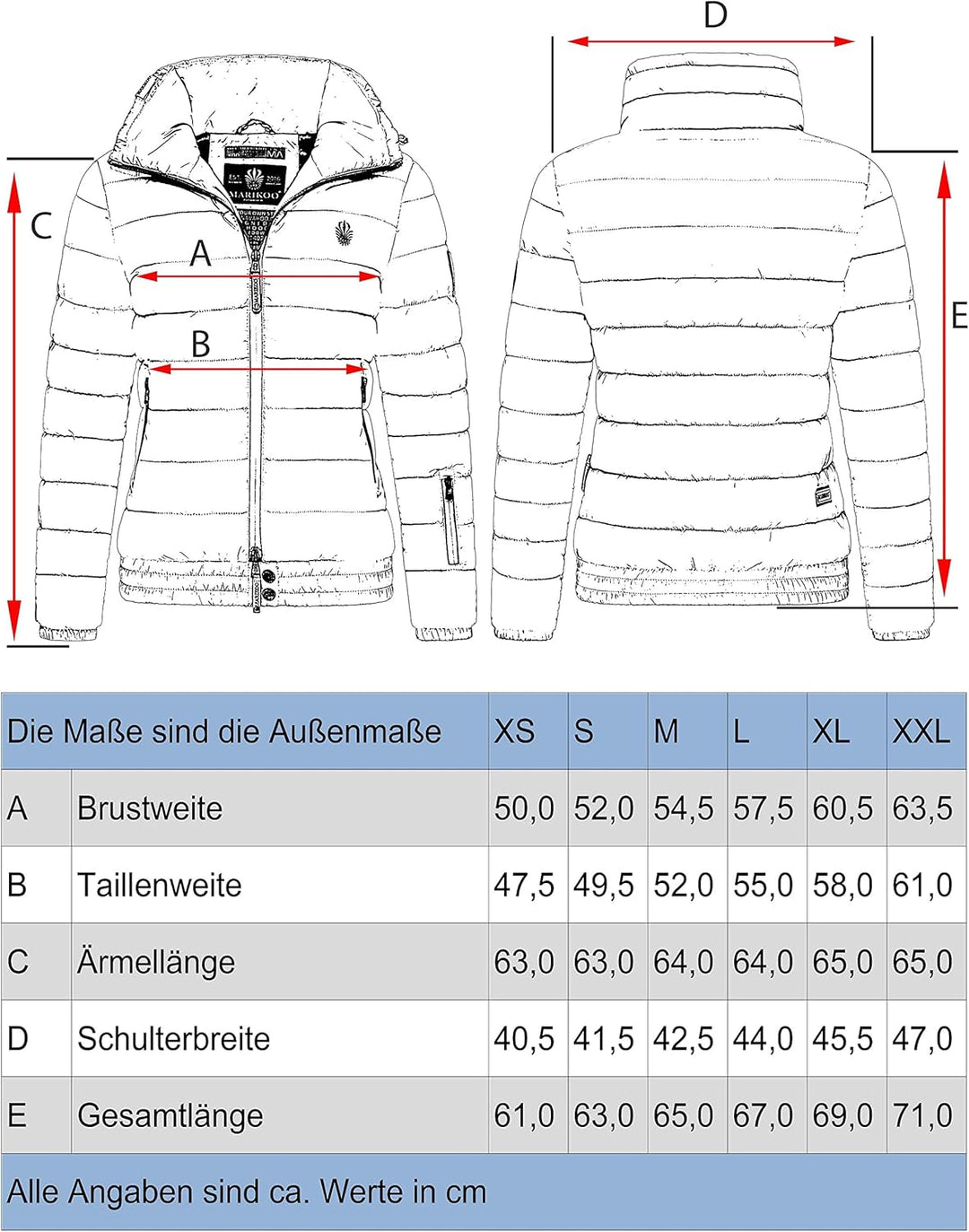 MARIKOO Damen Winter Steppjacke Poison XS-XL S Schwarz, S Schwarz