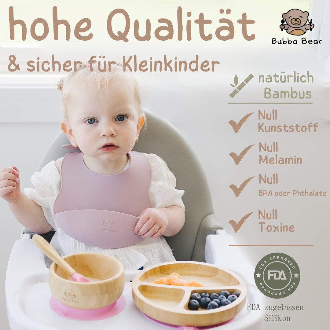 Bubba Bear Kindergeschirr-Set | Kinderteller mit Saugnapf | Geschirrset für Kleinkinder | Unterteilt