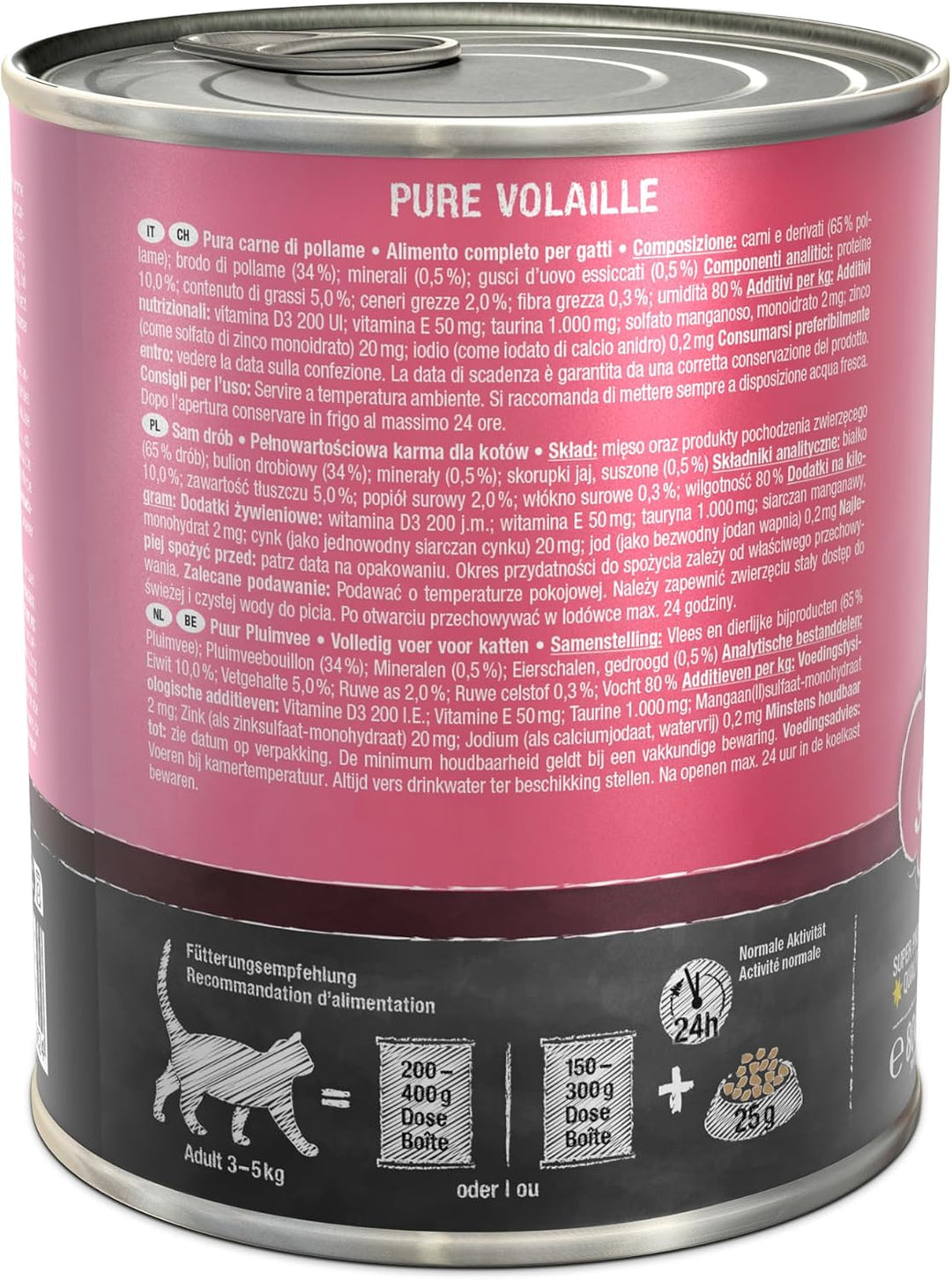 LEONARDO Nassfutter für Katzen, Geflügel pur, 6X 800g Dose, Katzenfutter getreidefrei, Alleinfutter,