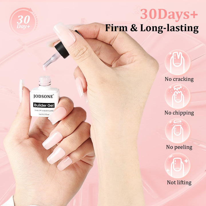 JODSONE 10-Farben-Building-Gel-Set Nagelstudio-Qualität Aufbaugel mit hohem Glanz & langanhaltendem