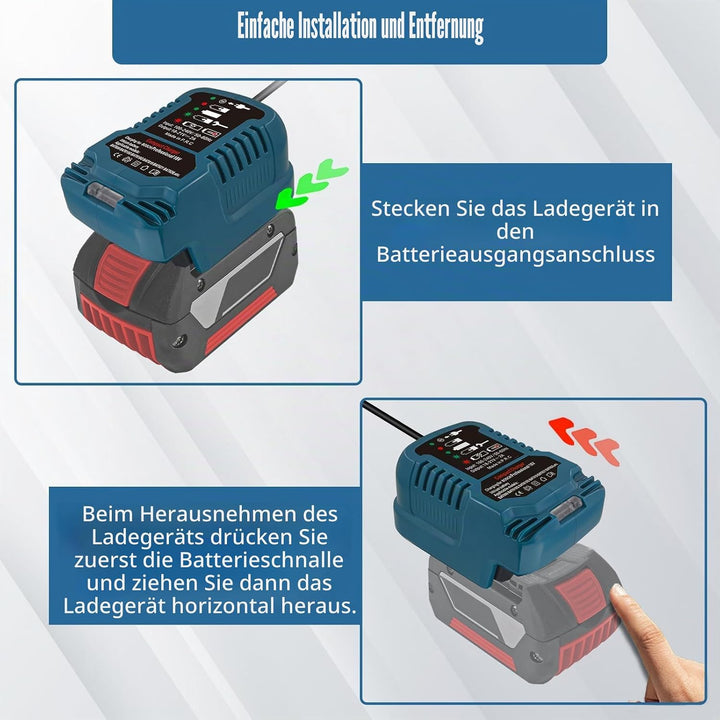 Schnellladegerät Ersatz für Bosch Professional 18V System GBA 18V Ladestation mit LED-Anzeige Kompat