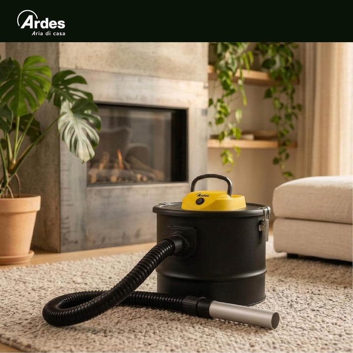 ARDES - AR4A12 ASHPIRO 12 Professioneller Aschesauger, 12-l-Behälter, waschbarer Vliesfilter, Asches